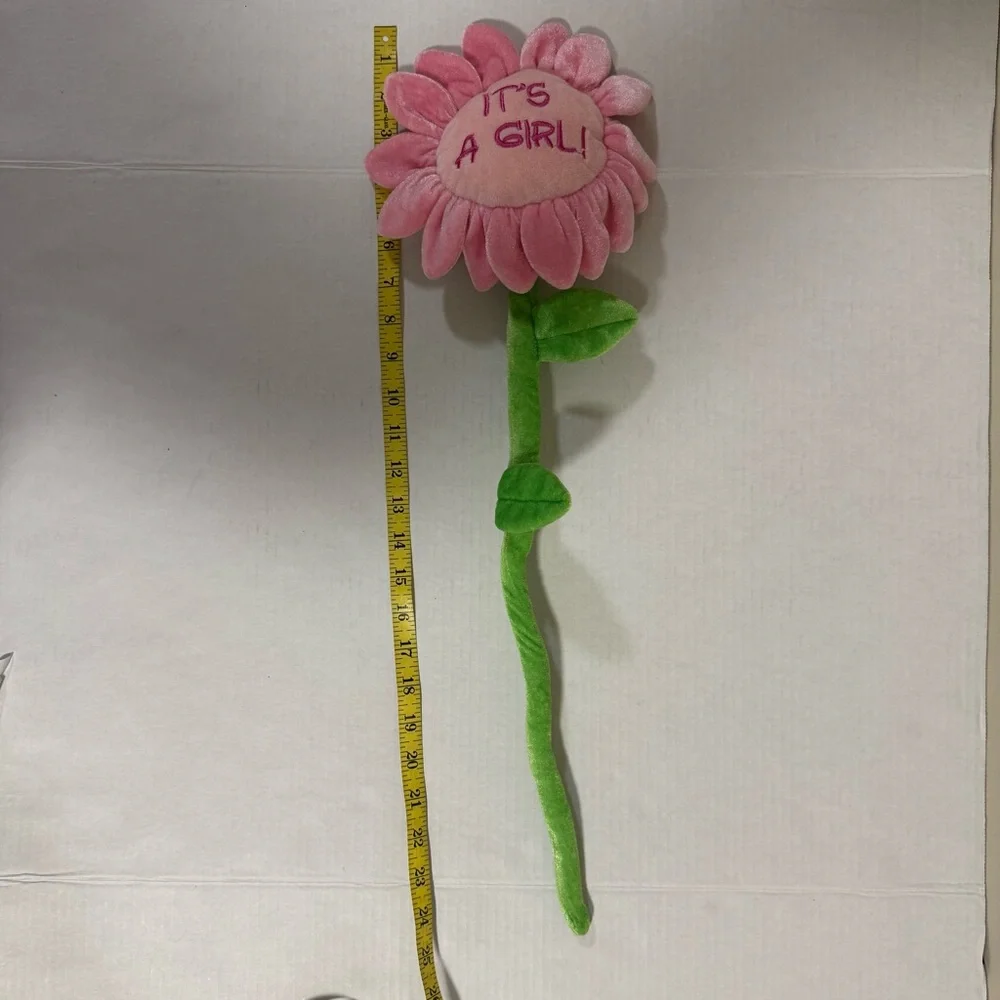 Poseable Pink & Green Flower Plush 2 Ft Flower It’s A Girl Newborn Baby